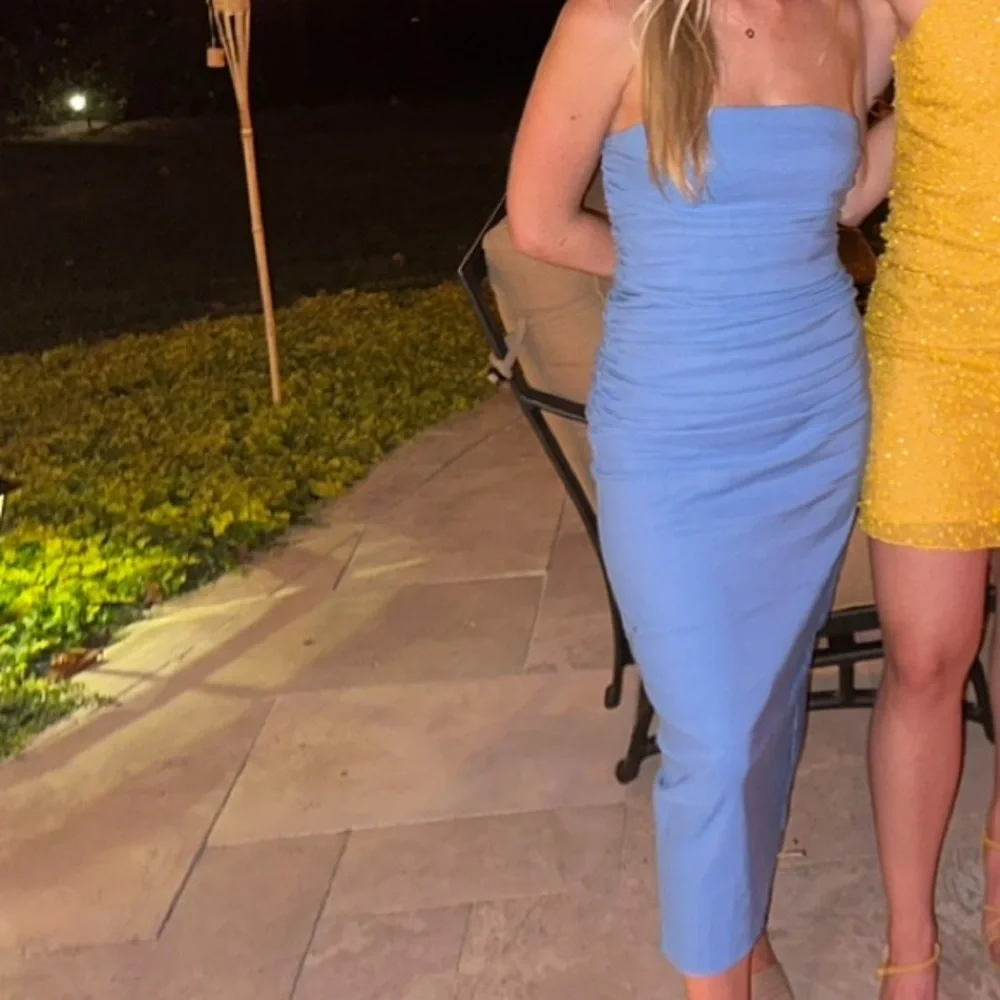 Anthropologie Blue Strapless Midi Dress - Picture 3 of 5